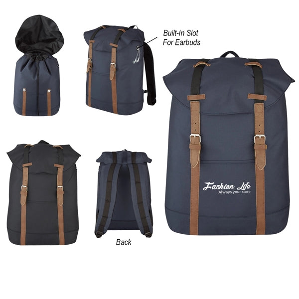 Top-Flapped Drawstring Backpack