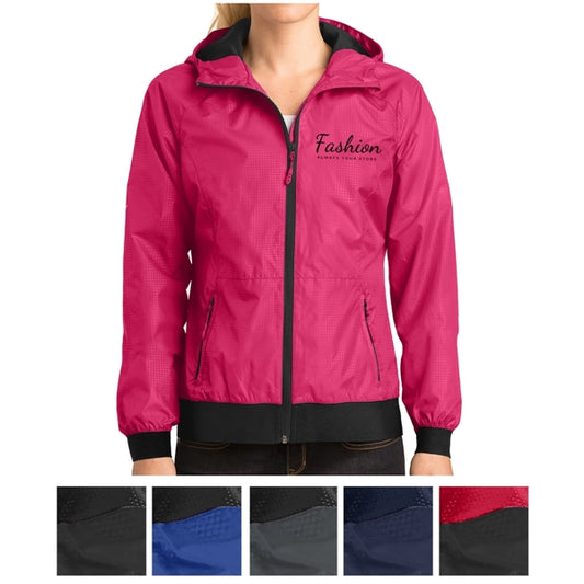 Embossed Jacket with Hood for Women