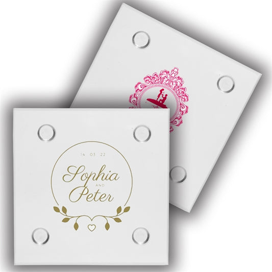 4" Square Clear Glass Coaster w/ Custom Imprint
