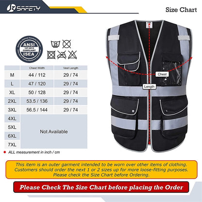 9 Pockets and Zipper Safety Vest