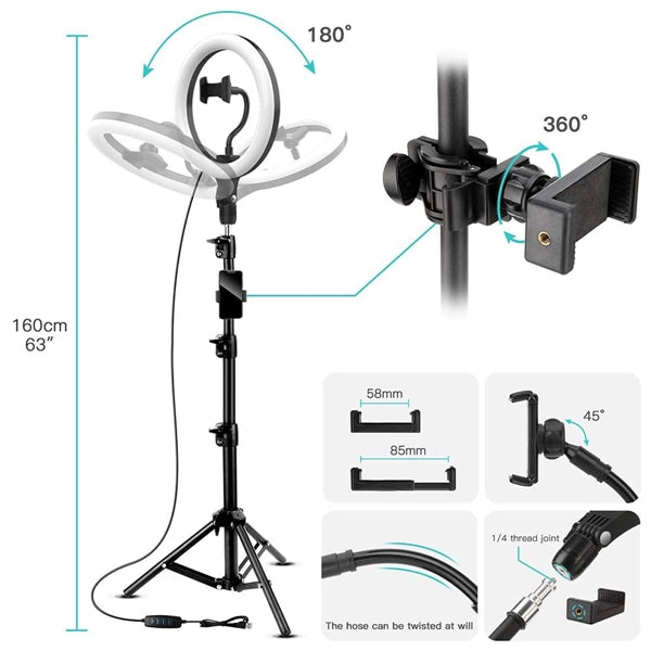 Selfie Ring Light with Extendable Tripod Stand