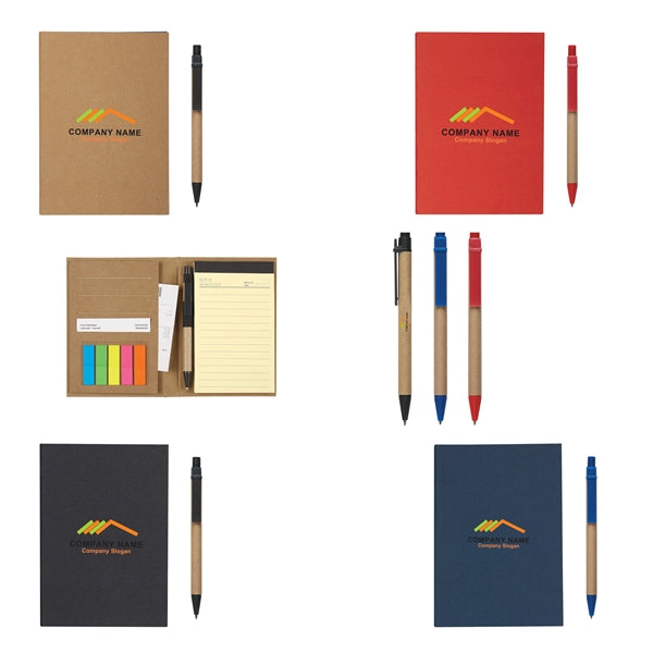 Notebook With Pen And Sticky Flags