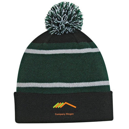 Tri-color Striped Beanie with Cuff