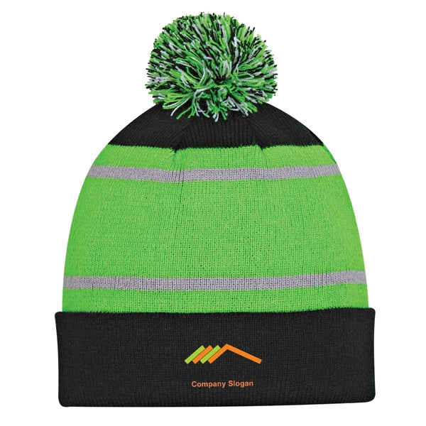 Tri-color Striped Beanie with Cuff