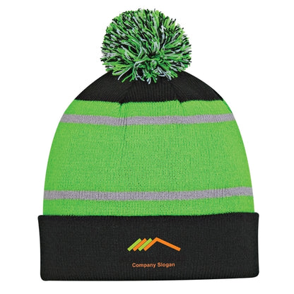 Tri-color Striped Beanie with Cuff