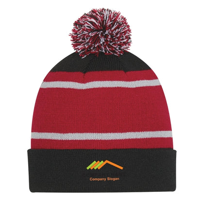 Tri-color Striped Beanie with Cuff