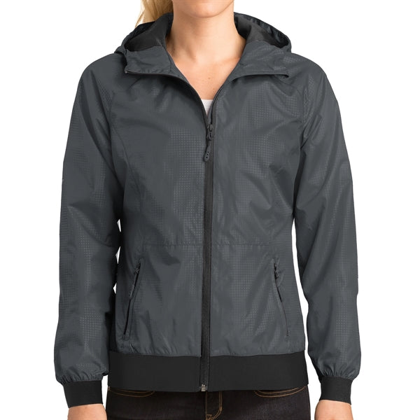 Embossed Jacket with Hood for Women