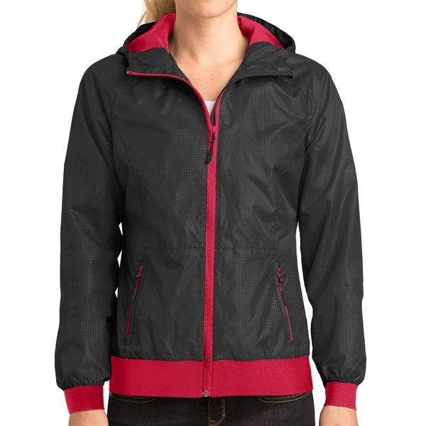 Embossed Jacket with Hood for Women