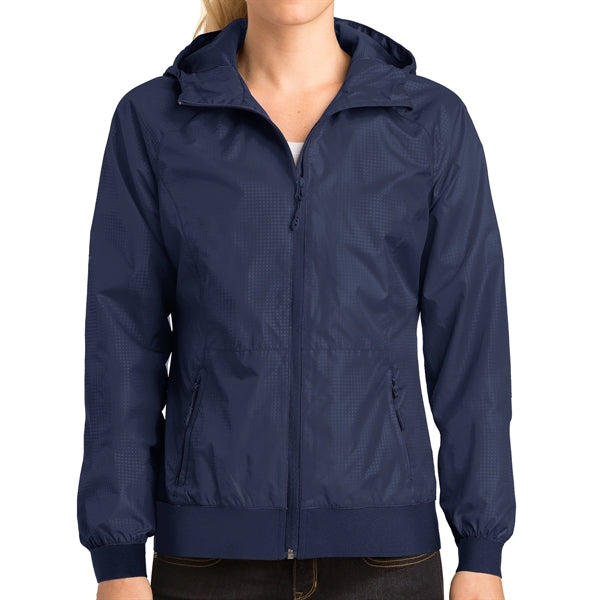 Embossed Jacket with Hood for Women