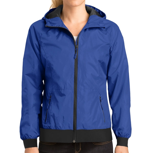 Embossed Jacket with Hood for Women
