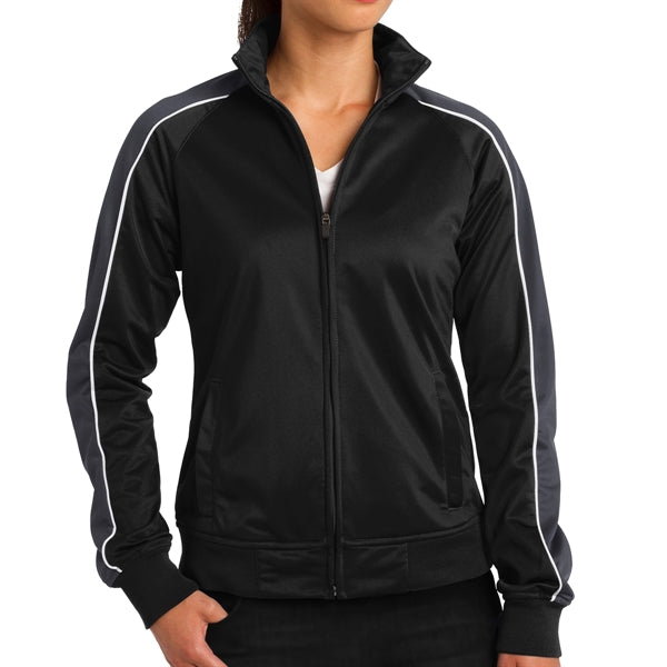 Ladies' Pipe Designed Polyester Tricot Jacket