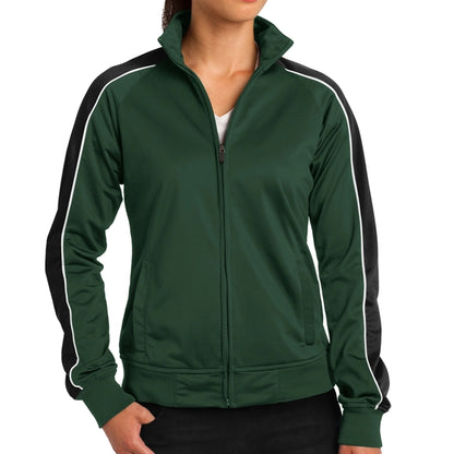 Ladies' Pipe Designed Polyester Tricot Jacket