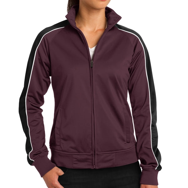 Ladies' Pipe Designed Polyester Tricot Jacket