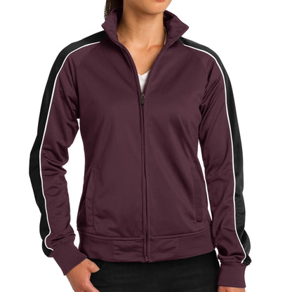 Ladies' Pipe Designed Polyester Tricot Jacket