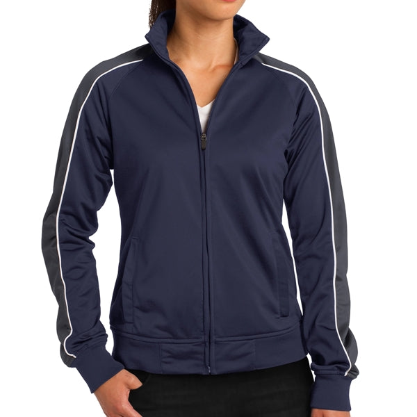 Ladies' Pipe Designed Polyester Tricot Jacket