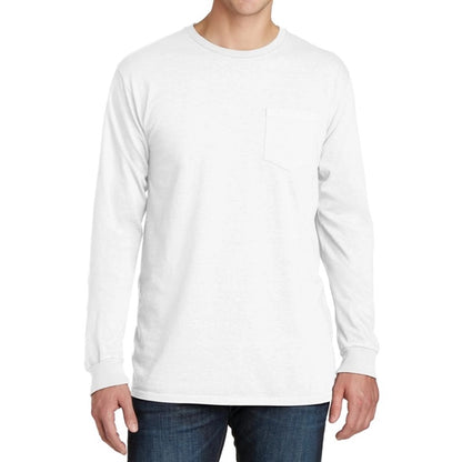 Stylish Pigment-Dyed Long Sleeve Tee with Pocket