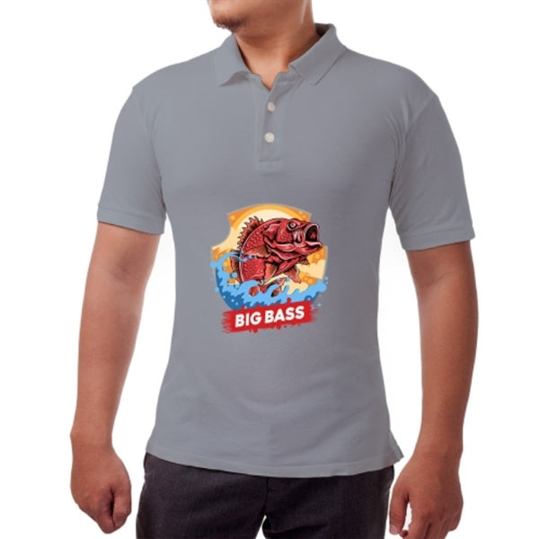 Men's Grey Polo Shirt - Printed (Front and Back)