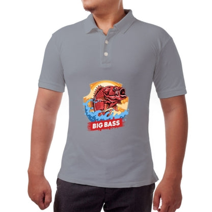 Men's Grey Polo Shirt - Printed (Front and Back)