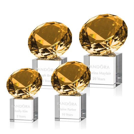 Gemstone Award on Cube - Amber