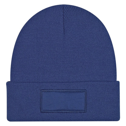 Beanie with Knitted Patch and Cuff