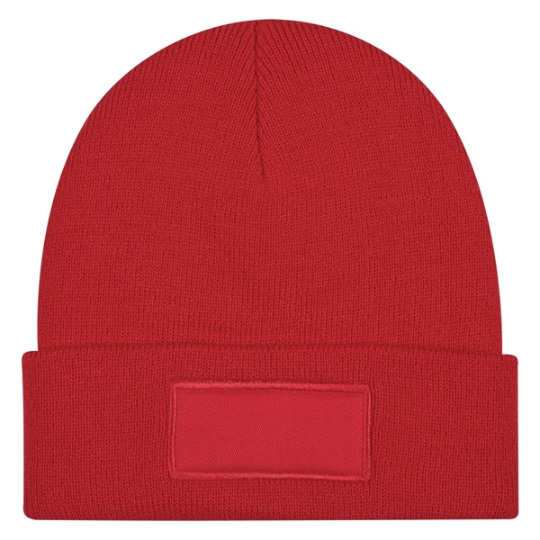Beanie with Knitted Patch and Cuff