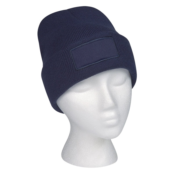 Beanie with Knitted Patch and Cuff