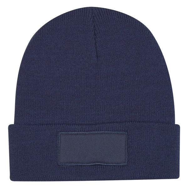 Beanie with Knitted Patch and Cuff