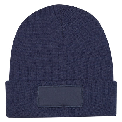 Beanie with Knitted Patch and Cuff
