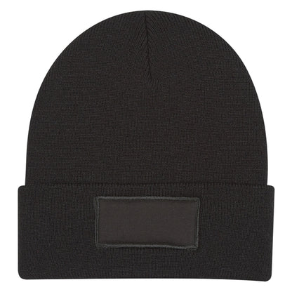 Beanie with Knitted Patch and Cuff
