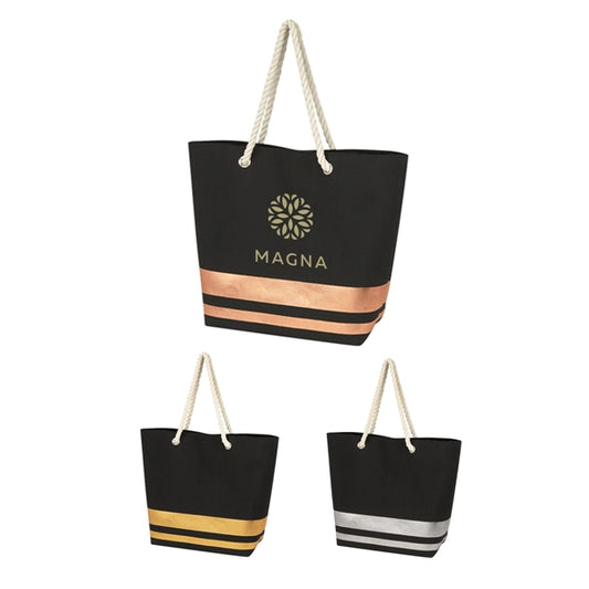Metal-Accented Rope-Handled Tote