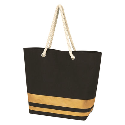 Metal-Accented Rope-Handled Tote