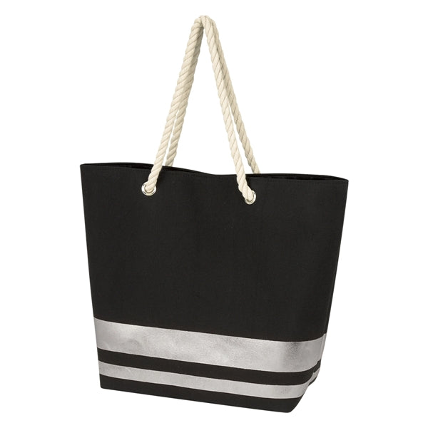 Metal-Accented Rope-Handled Tote