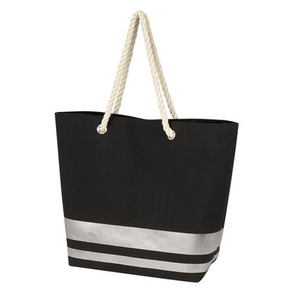 Metal-Accented Rope-Handled Tote
