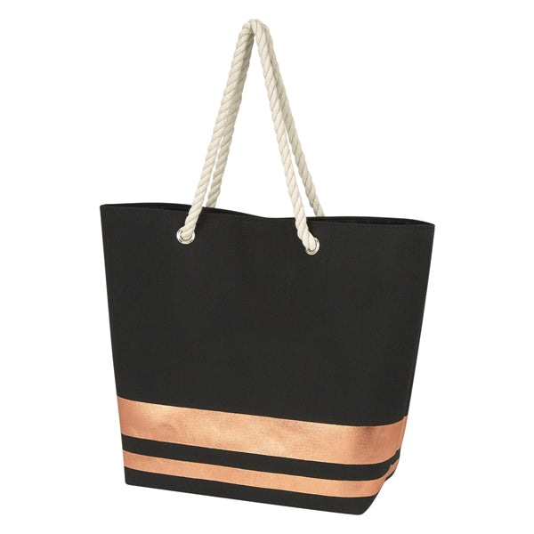 Metal-Accented Rope-Handled Tote