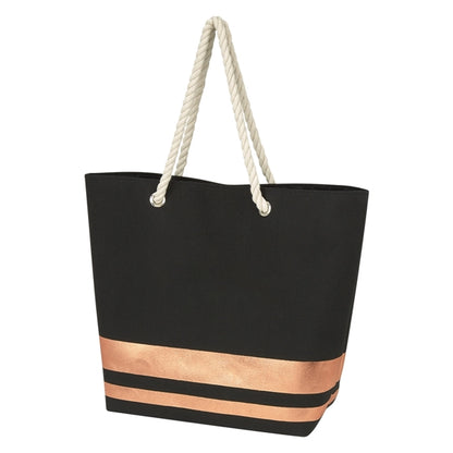 Metal-Accented Rope-Handled Tote