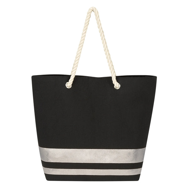 Metal-Accented Rope-Handled Tote
