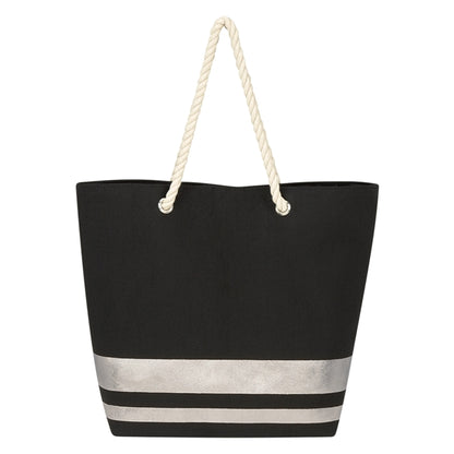 Metal-Accented Rope-Handled Tote
