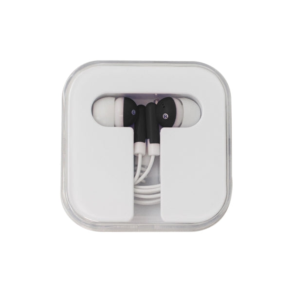 Earphones in Square-Shaped Case