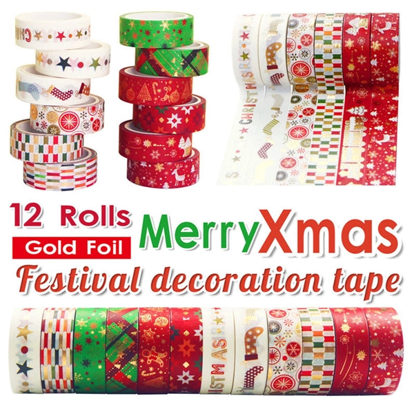 Gold Foil Paper Tape Christmas Decoration Stickers