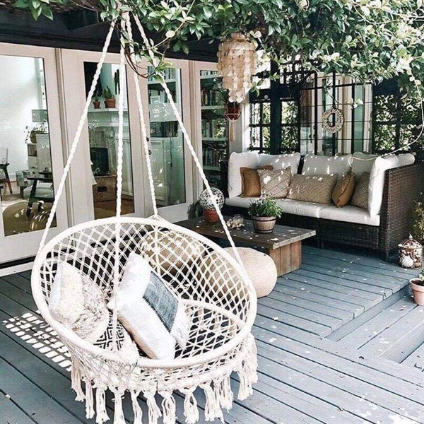 Hand-Knitted Tassel Swing, Hanging Basket, Hanging Chair