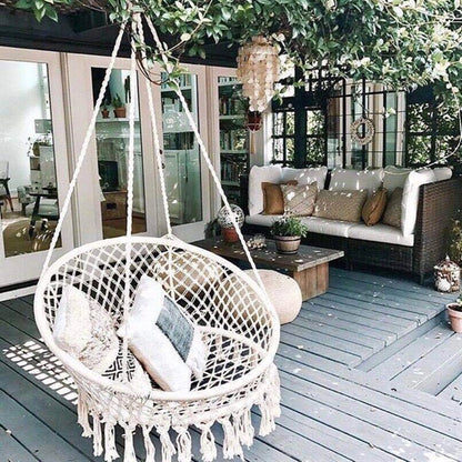 Hand-Knitted Tassel Swing, Hanging Basket, Hanging Chair