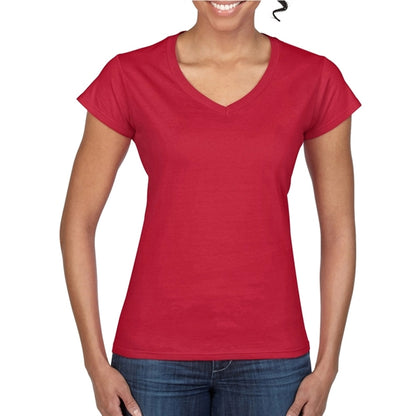 Printed Gildan Softstyle Ladies V-Neck Tees