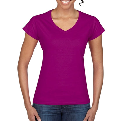 Printed Gildan Softstyle Ladies V-Neck Tees