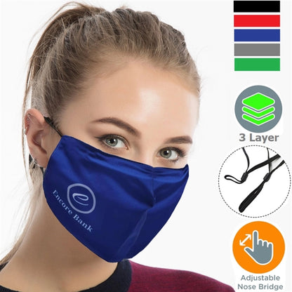 3 Layer Face Masks with Filter Pocket & Adjustable Ear Loops