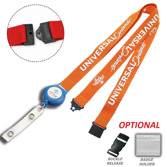 3/4" Polyester Badge Reel Lanyard Combo w/ Safety Breakaway