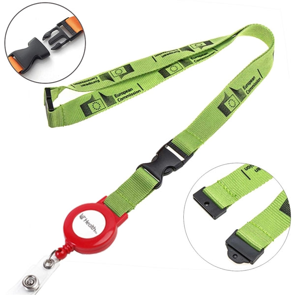Polyester Lanyard Badge Reel Combo w/ Safety Break & Buckle