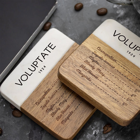 2 Pc. Acacia Wood & Marble Coaster Set