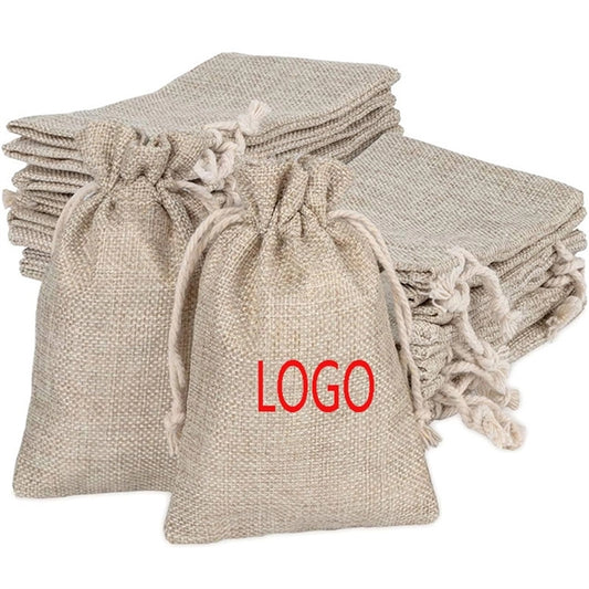 Linen Jewelry Pouches With Drawstring