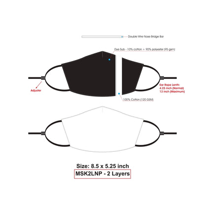 RUSH 2-Layer w/ Full Color Logo Adjustable Face Masks
