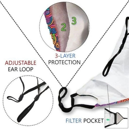 3-Layer w/ Full Color Logo Adjustable Face Mask